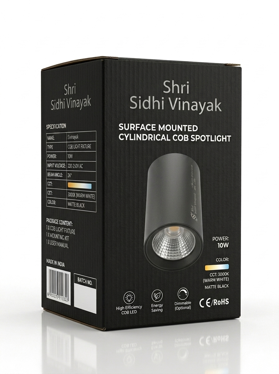 12W COB Cylinder Light | Premium Surface Mounted LED Ceiling Spotlight