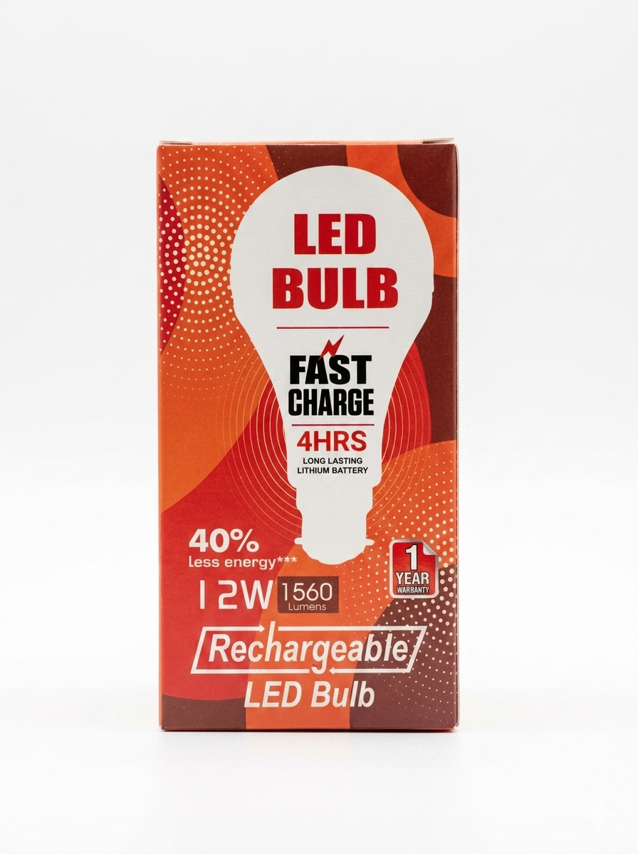 12W AC/DC Inverter LED Bulb | Rechargeable Emergency Light with Battery Backup